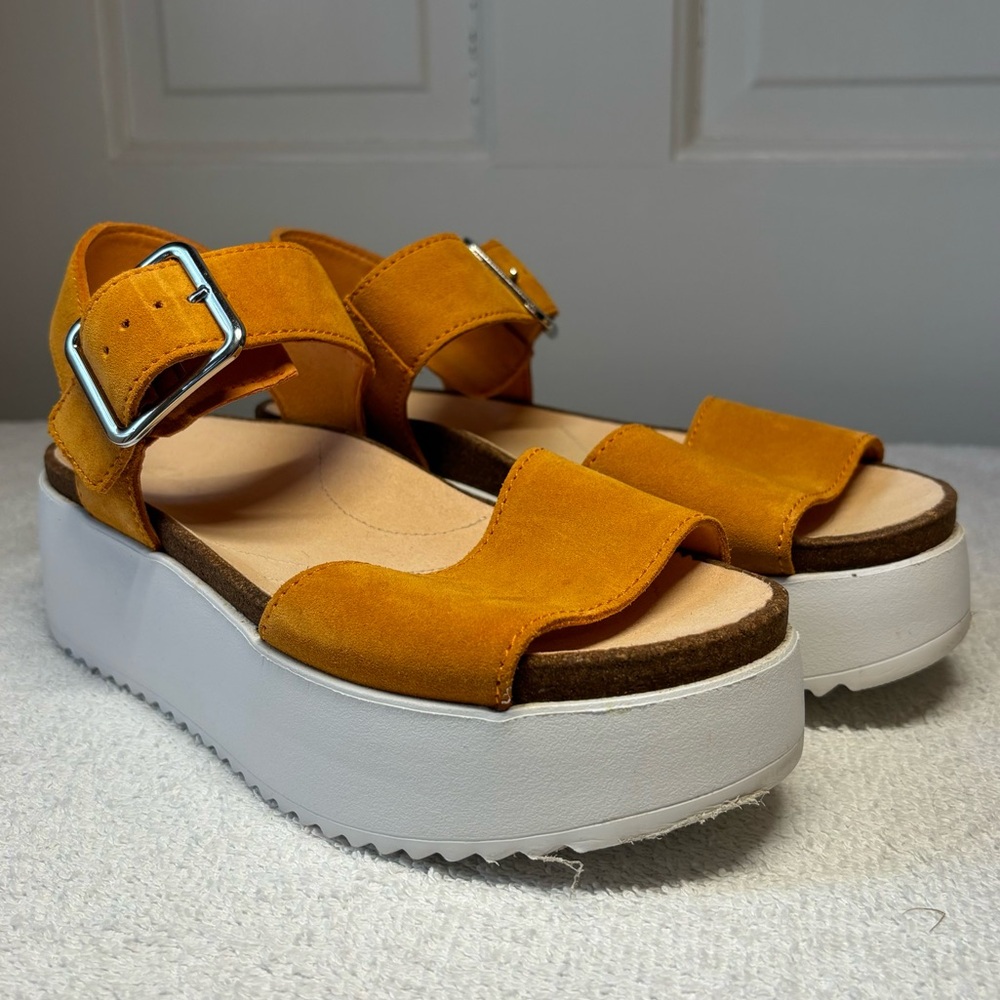 Clarks Ochre Platform Sandals